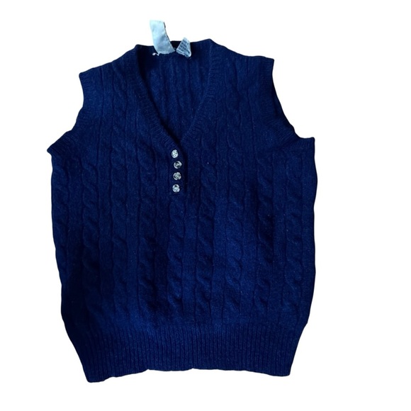 Vtg J.G. Hook Women’s Shetland 100% Wool Blue Vest Size S academia heritage - Picture 6 of 10